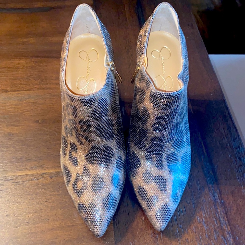 Jessica Simpson Leopard Print Sparkle Booties